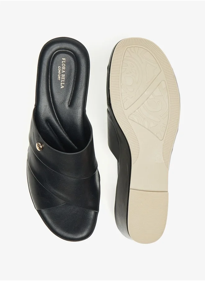 فلورا بيلا من شو إكسبرس Women's Textured Slip-On Sandals With Wedge Heels