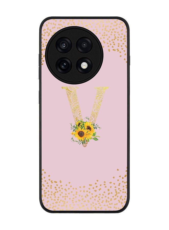 Stylizedd For OnePlus 13R / Ace 5 Pro Case,Slim fit Camera Protection, Shockproof Thin Phone cover  - Custom Floral Monogram - V  (Pink )