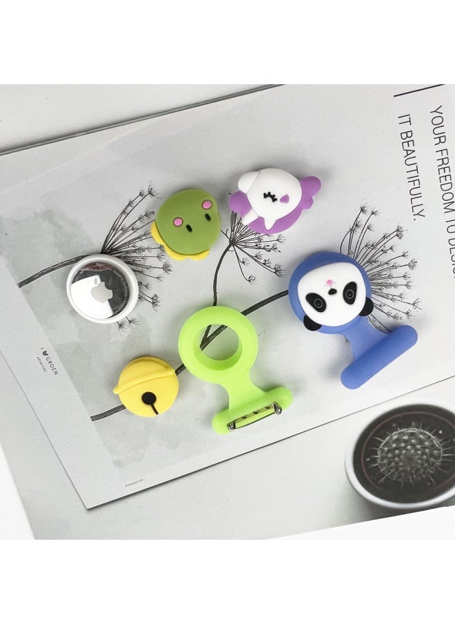 Generic - Suitable For Apple For Apple AirTag Anti-lost Silicone Protective Cover Cute Jewelry Brooch Snap Pin Children-Color:Blue + Luminous Green-Applicable Model:Q11-2-G2 - Image 1