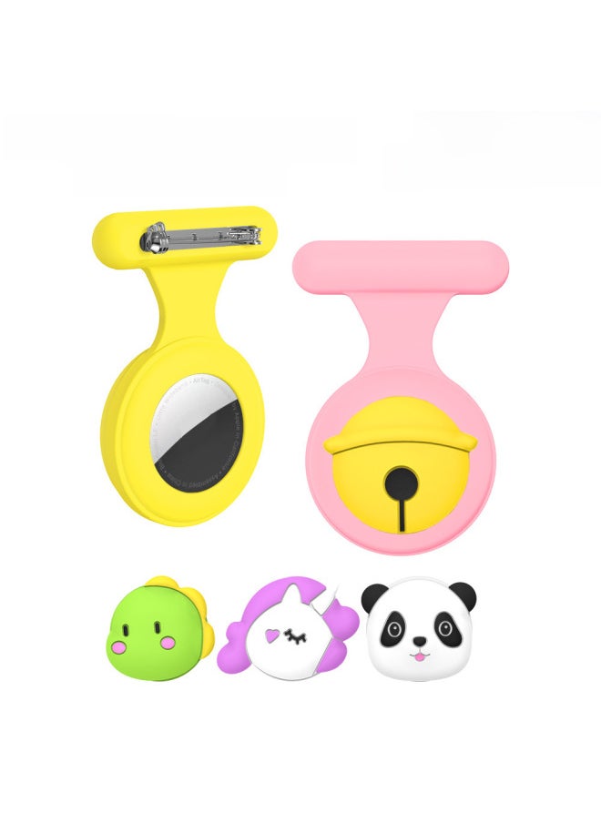 Generic - Suitable For Apple For Apple AirTag Anti-lost Silicone Protective Cover Cute Jewelry Brooch Snap Pin Children-Color:Blue + Luminous Green-Applicable Model:Q11-2-G2 - Image 1