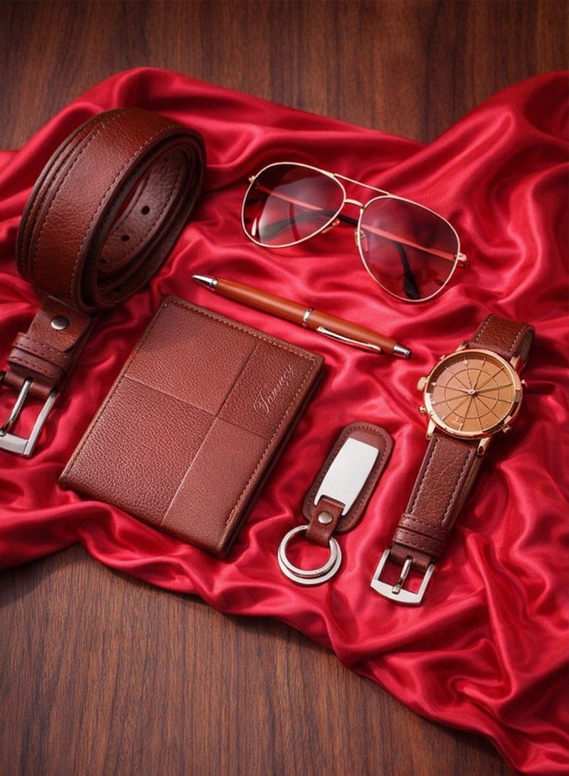 FIORICASA Men’s Luxury 6-in-1 Gift Set – Watch, Wallet, Belt, Sunglasses, Keychain & Pen - Image 5