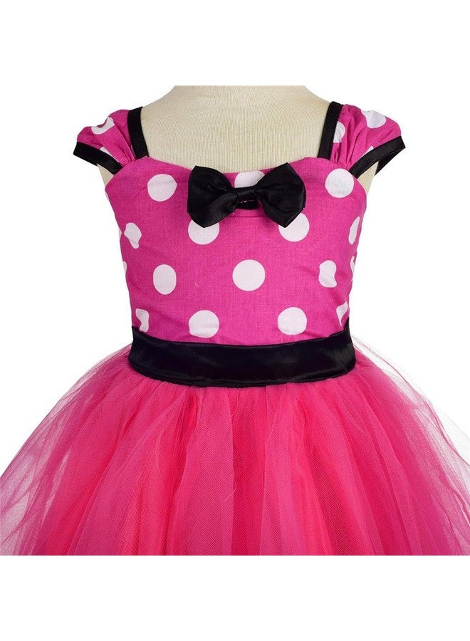 Dressy Daisy Toddler Girl Polka Dots Fancy Dress Up Costume Birthday Party Tulle Dresses with Headband Size 3T to 4T Hot Pink 203 - Image 4