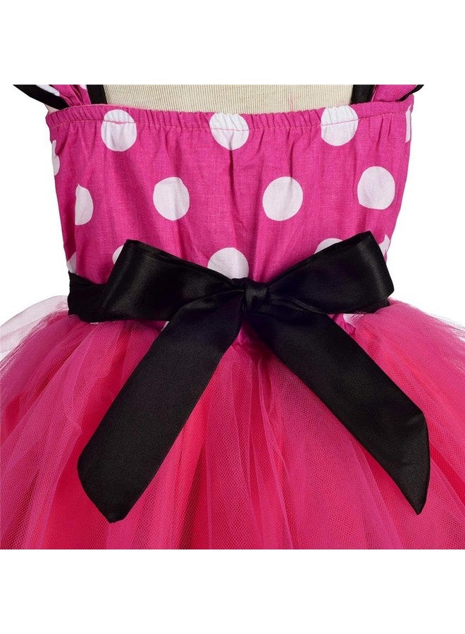 Dressy Daisy Toddler Girl Polka Dots Fancy Dress Up Costume Birthday Party Tulle Dresses with Headband Size 3T to 4T Hot Pink 203 - Image 5