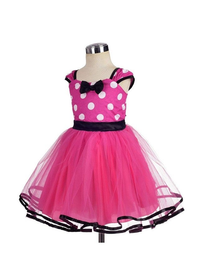 Dressy Daisy Toddler Girl Polka Dots Fancy Dress Up Costume Birthday Party Tulle Dresses with Headband Size 3T to 4T Hot Pink 203 - Image 3