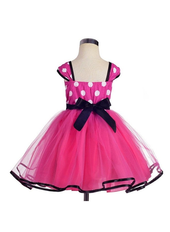 Dressy Daisy Toddler Girl Polka Dots Fancy Dress Up Costume Birthday Party Tulle Dresses with Headband Size 3T to 4T Hot Pink 203 - Image 2