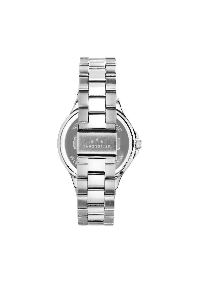 Chronostar Men's Green Round Analog Dial with Silver Stainless Steel Band Watch - 42mm - R3753328004 - Image 4