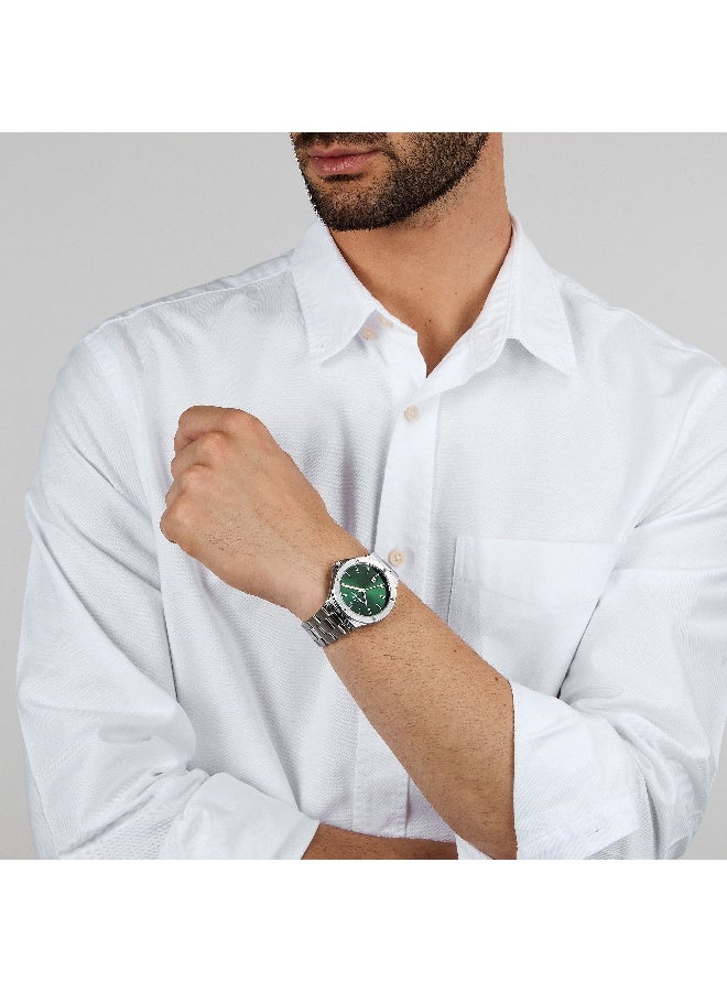 Chronostar Men's Green Round Analog Dial with Silver Stainless Steel Band Watch - 42mm - R3753328004 - Image 5