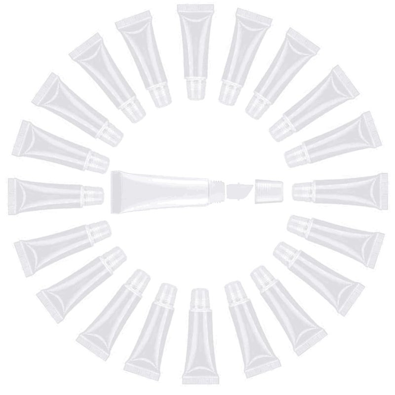 JIAKAI 10ml Mini Clear Refillable Empty Tubes Lip Gloss Balm Containerï¼ŒSoft Tubes Makeup Boxï¼ŒShampoo Samples Empty Tubes with Screw Cover (20pcs) - Image 1