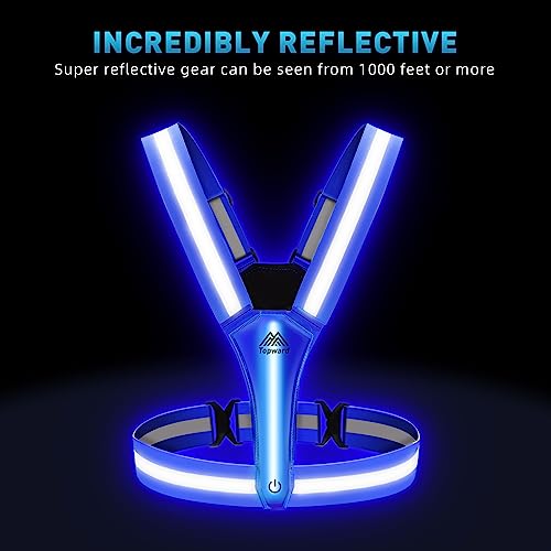 Topward LED Reflective Vest Safety Gear, Light Up Vest for Night Walking Cycling, High Visibility Running Vest with Reflective Strips, USB Rechargeable with Adjustable Waist/Shoulder - Image 2