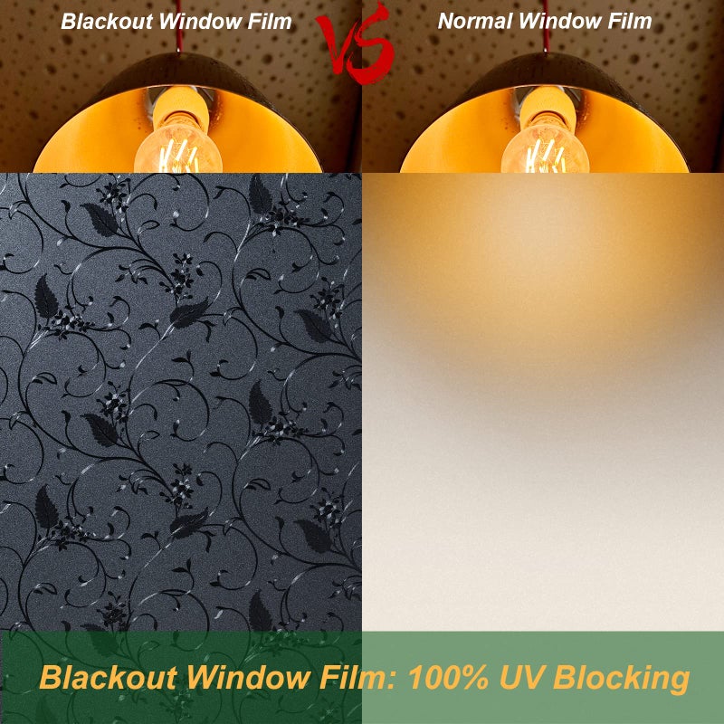 Niviy Blackout Window Privacy Film Non-Adhesive Privacy Film Total Black Out Window Cover Bathroom Door Glass Decoration Static Cling Covering (Black, 17.7"x 78.7") - Image 5