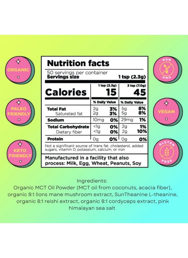 POW Wonder MCT | Mushroom MCT Coffee Creamer, Organic MCT Oil, Lion's Mane Mushroom, Reishi, Cordyceps, L-Theanine, Pink Sea Salt  - Image 4