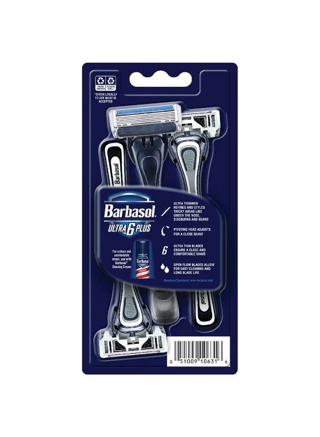 Barbasol Ultra 6 Plus Premium Disposable Razor Value Pack Bundle (3 Packs/9 Total Razors) - Image 2