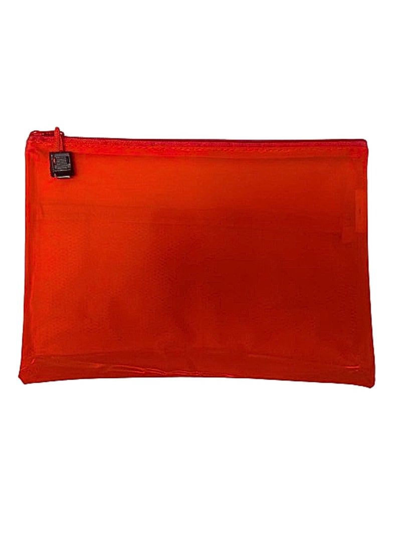 Libra A5 Zipper File Bags, Zippered Waterproof  Pouch Plastic Zip Document  RED - Image 2