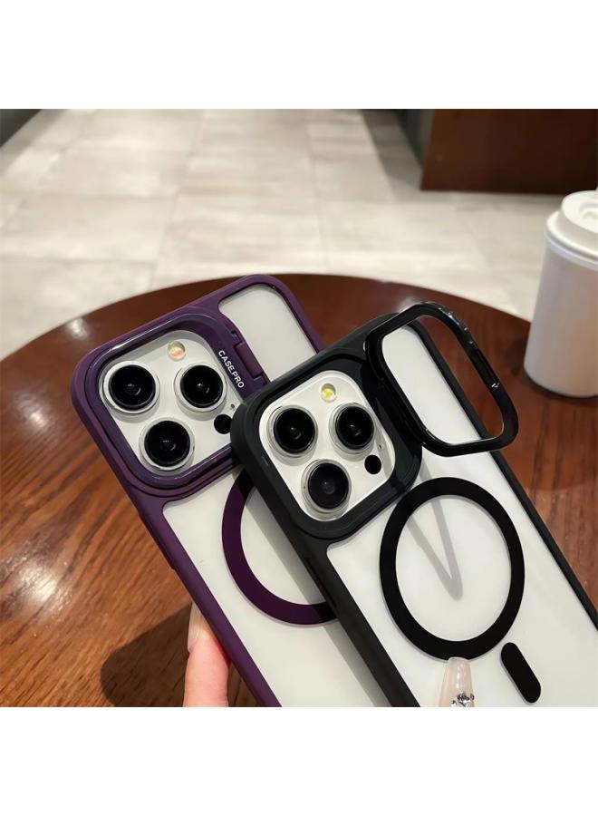 Suitable For Apple 15promax Magnetic Transparent Mobile Phone Case Iphone14 Hidden Lens Bracket 13 All-inclusive 12 Sets-Color:Orange-Applicable Model:iPhone 14 Plus