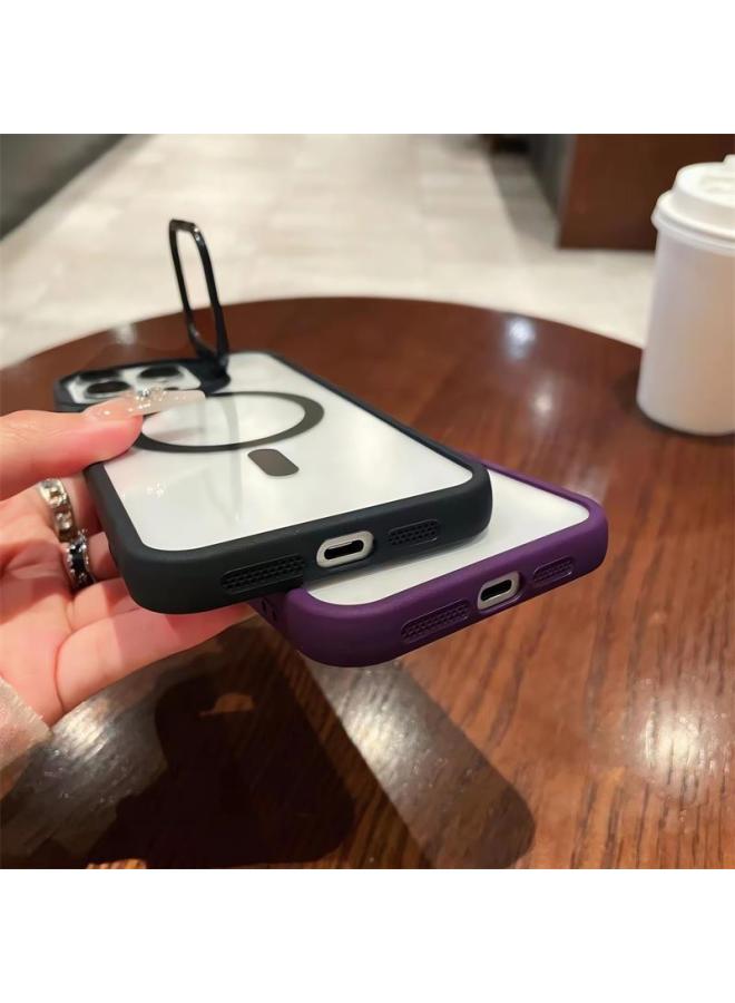 Suitable For Apple 15promax Magnetic Transparent Mobile Phone Case Iphone14 Hidden Lens Bracket 13 All-inclusive 12 Sets-Color:Orange-Applicable Model:iPhone 14 Plus