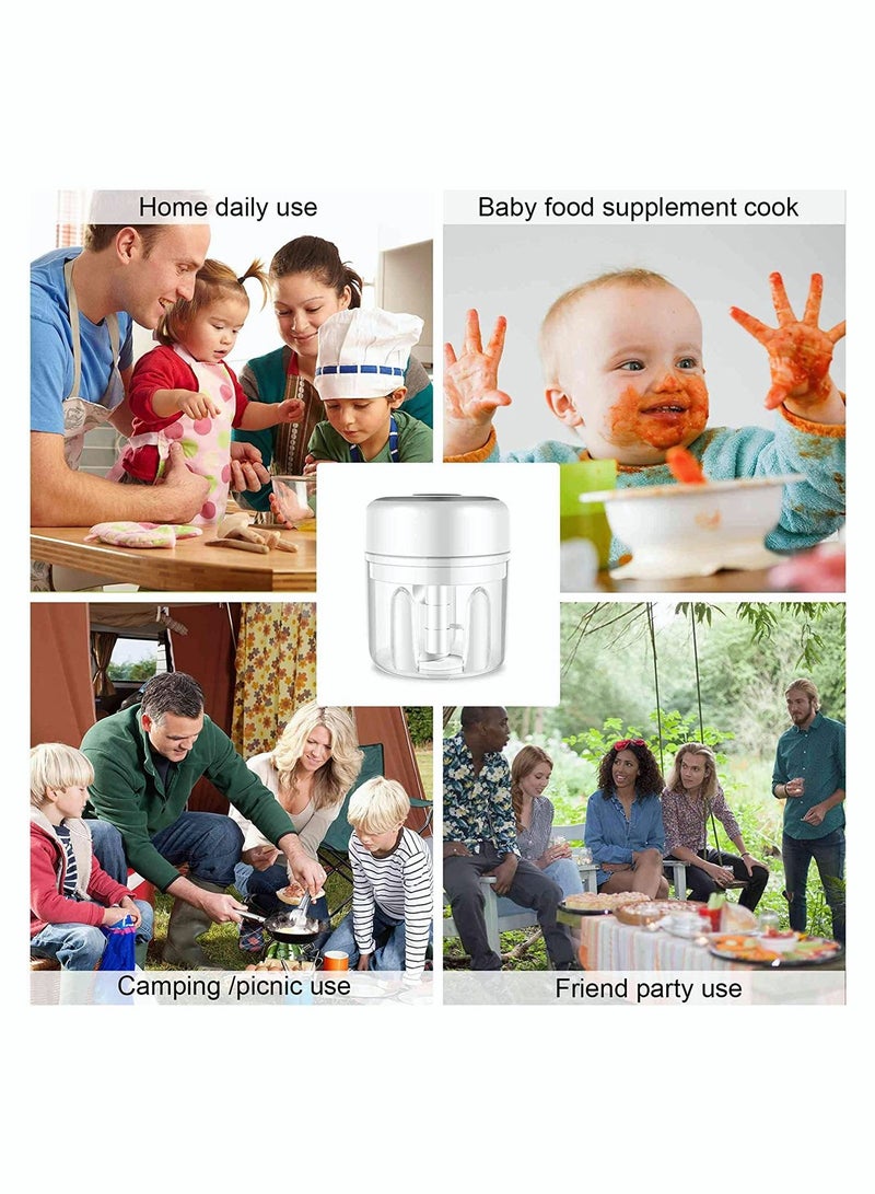 MINI Garlic Machine, White Electric Garlic and Onion Grinder Usb Charging Portable Electric Garlic Masher Food Waterproof Food Processor for Kitchen Mini Food Slicer (White)  - Image 3