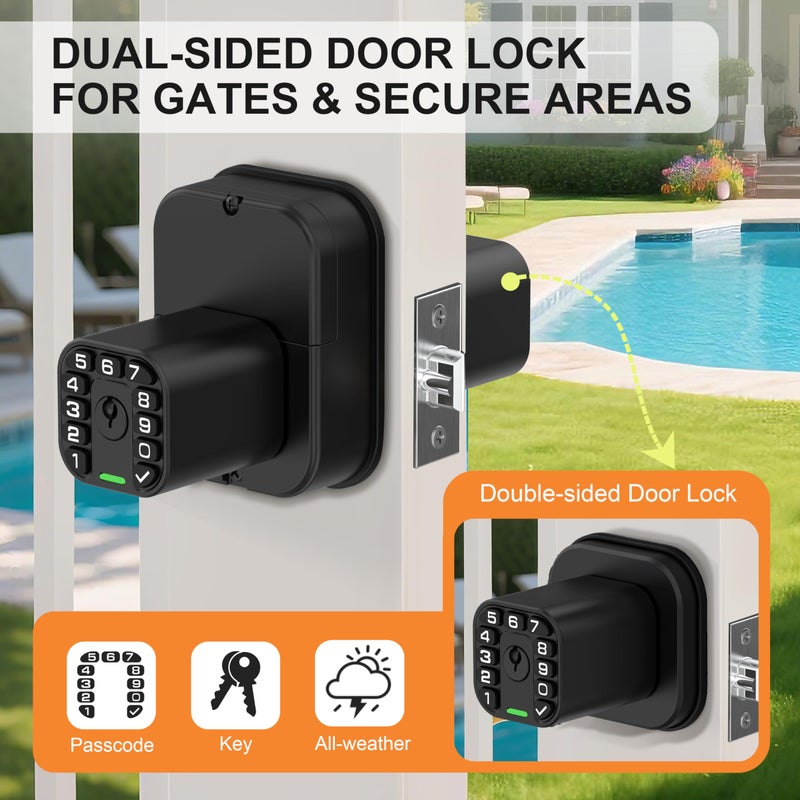 Richelock IU52 Double-Sided Keypad Door Lock, All-Weather, Fully Waterproof Keyless Entry with Dual-Sided Programmable Codes, Same Key Both Sides for Outdoor, Indoor, Gate & Fence - Image 2