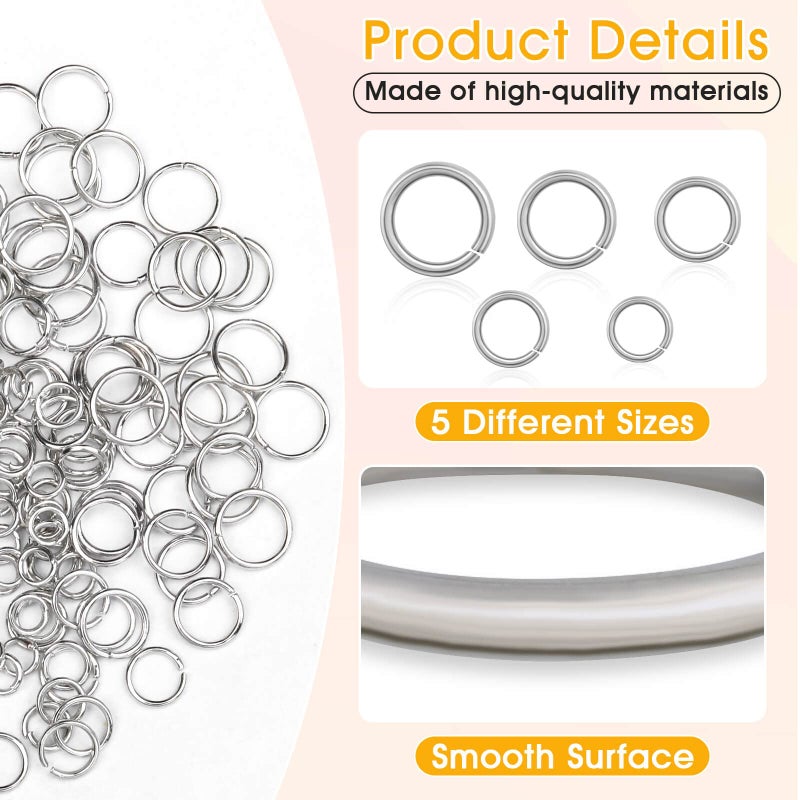 PAXCOO 4600Pcs Silver Jump Rings with Jump Rings Open/Close Tools for Jewelry Making and Necklace Repair (Assorted Sizes) - Image 4