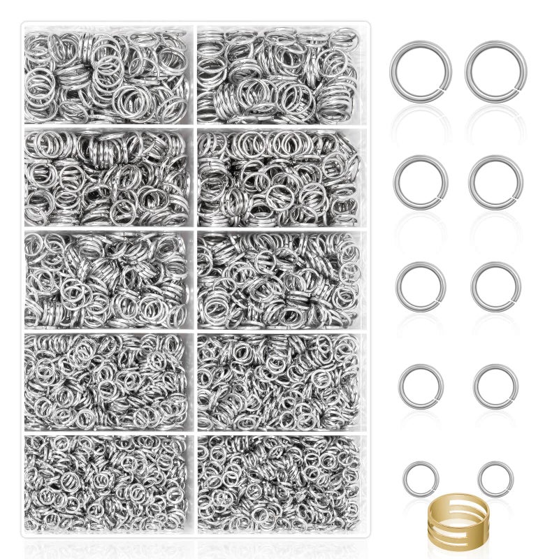 PAXCOO 4600Pcs Silver Jump Rings with Jump Rings Open/Close Tools for Jewelry Making and Necklace Repair (Assorted Sizes) - Image 1
