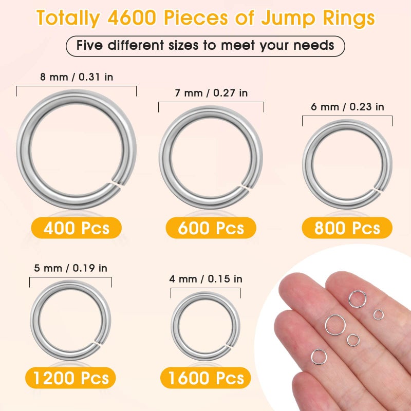 PAXCOO 4600Pcs Silver Jump Rings with Jump Rings Open/Close Tools for Jewelry Making and Necklace Repair (Assorted Sizes) - Image 2