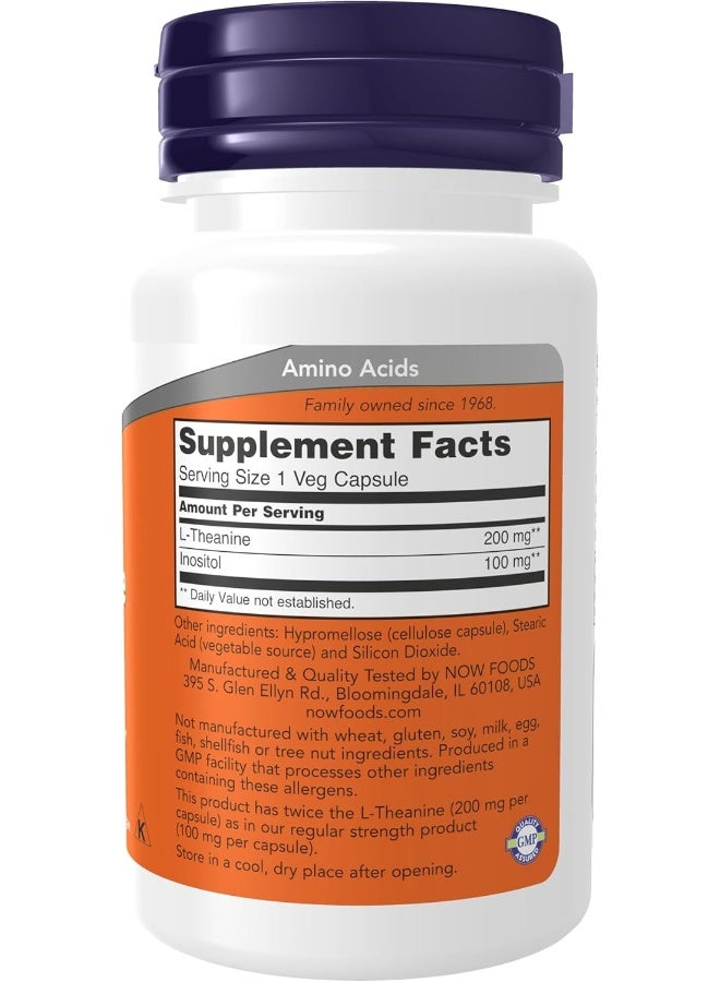 ناو NOW Supplements, L-Theanine 200 mg with Inositol, Stress Management, 60 Veg Capsules - Image 2