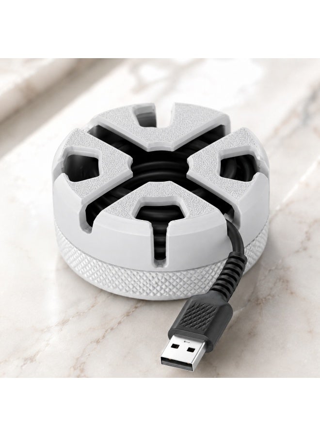 NAYATOPIA Compact USB Cable Organizer and Cable Winder, Portable Desktop Cord Storage, White and Grey, 7.1 x 7.1 x 2.9 cm - Image 3