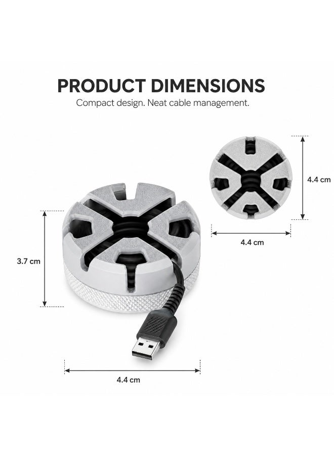 NAYATOPIA Compact USB Cable Organizer and Cable Winder, Portable Desktop Cord Storage, White and Grey, 7.1 x 7.1 x 2.9 cm - Image 4