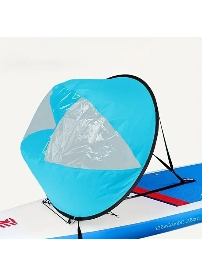 مجموعة شراع قارب الكاياك القابل للطي الأزرق - شراع مجداف متين لمراكب الكانو يعمل بريح مواتية وعكسية - Image 5