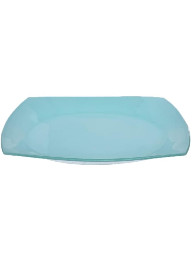Rosa By Fathy Mahmoud Glass Square Plate, 28Cm - Turquoise, Modern - Image 1