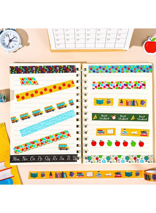 Whaline 12 Rolls Back To School Washi Tape First Day Of School Colorful Washi Masking Tape Apple Book School Bus Decorative Paper Adhesive Stickers For Scrapbook Gift Wrapping Diy Art Crafts 16.4Ft - Image 4