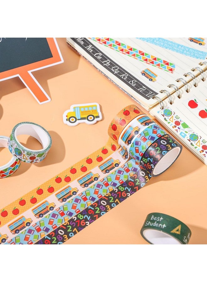 Whaline 12 Rolls Back To School Washi Tape First Day Of School Colorful Washi Masking Tape Apple Book School Bus Decorative Paper Adhesive Stickers For Scrapbook Gift Wrapping Diy Art Crafts 16.4Ft - Image 5