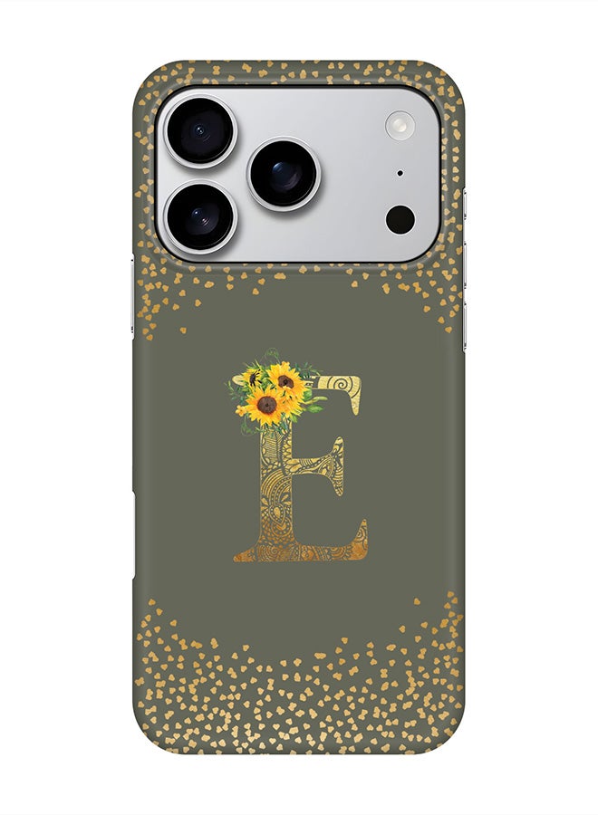 For iPhone 17 Pro,Case, [Compatible with MagSafe] Magnetic cover Slim fit Protection Matte, - Custom Floral Monogram - E  (Olive Green )