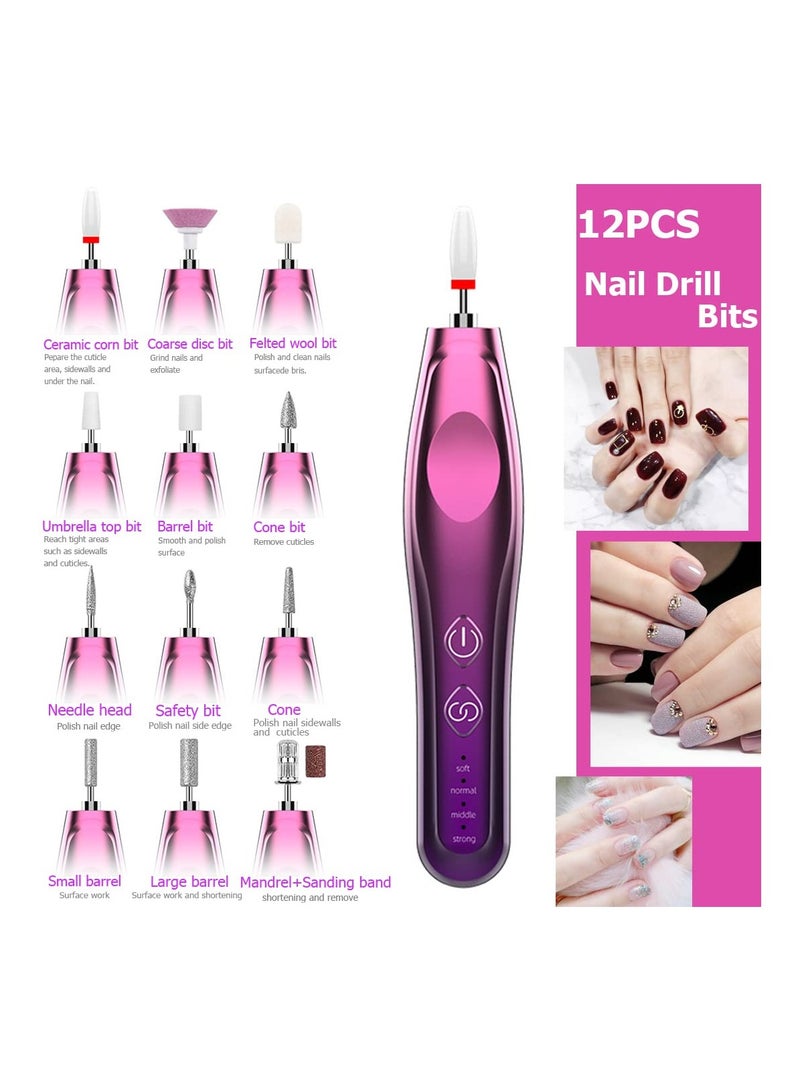 SYOSI Electric Cordless Nail Drill Nail File Electric Acrylic Nail Kit Manicure Pedicure Set Rechargeable Nail Care Grinder Tool for Women and Girls,Efile Set with Nail Drill Bits Sanding Bands Dust Brush - Image 1