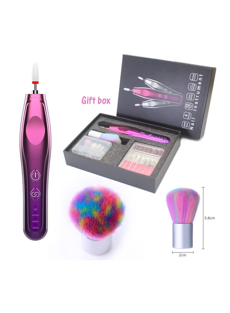 SYOSI Electric Cordless Nail Drill Nail File Electric Acrylic Nail Kit Manicure Pedicure Set Rechargeable Nail Care Grinder Tool for Women and Girls,Efile Set with Nail Drill Bits Sanding Bands Dust Brush - Image 5