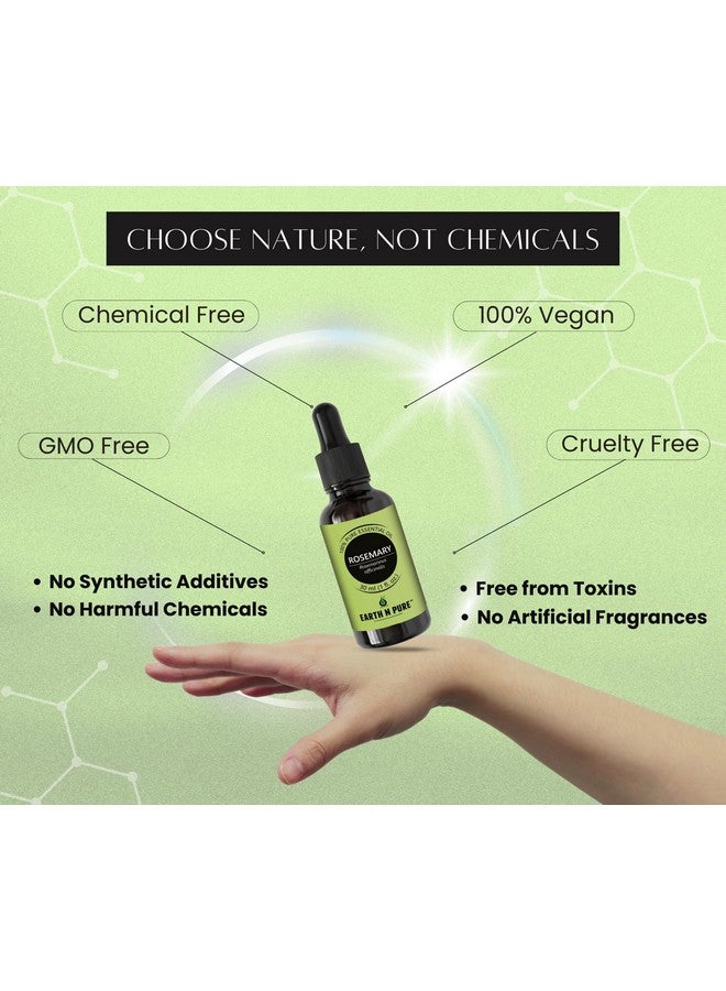 Earth N Pure Earth N Pure Rosemary Essential Oil for Hair Growth, Natural & Therapeutic Grade with Glass Dropper - 50 ml - Image 3