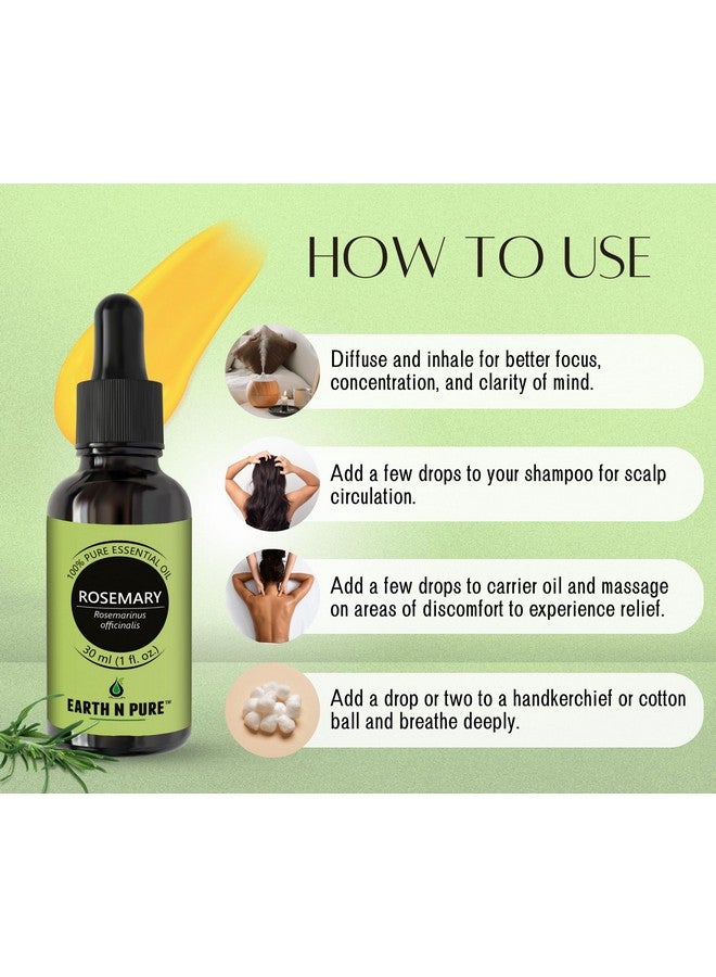 Earth N Pure Earth N Pure Rosemary Essential Oil for Hair Growth, Natural & Therapeutic Grade with Glass Dropper - 50 ml - Image 4
