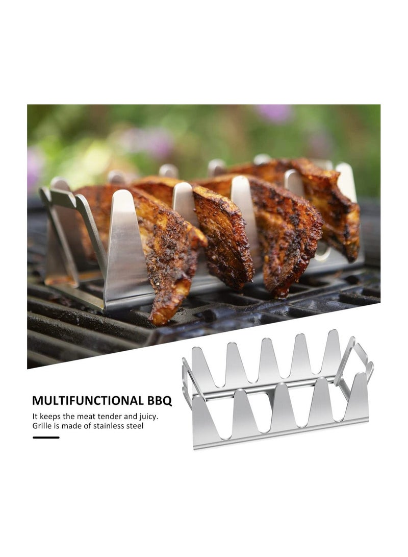 BBQ Grill Rack, Chicken Leg and Wing Rack for Grill Smoker Oven, Multifunctional Chicken BBQ Grill Rack for Smoking Grilling Rib Rack,Picnic Camping Baking Cooking BBQ Tools - Image 3