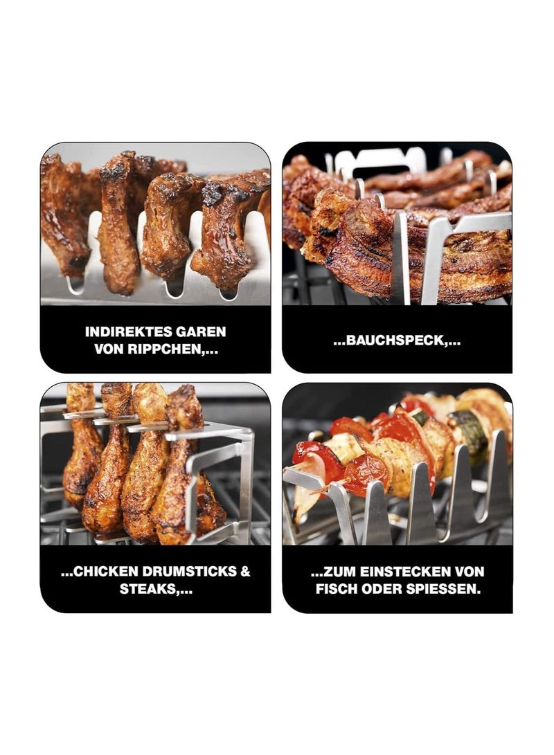 BBQ Grill Rack, Chicken Leg and Wing Rack for Grill Smoker Oven, Multifunctional Chicken BBQ Grill Rack for Smoking Grilling Rib Rack,Picnic Camping Baking Cooking BBQ Tools - Image 4
