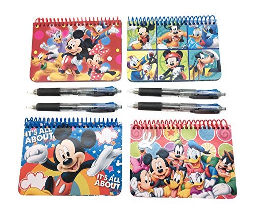 Park Packs Official Disney Autograph Books 4Pack Mickey Minnie Mickey Friends Clubhouse Friends with 4 MultiColor Pens - Image 1