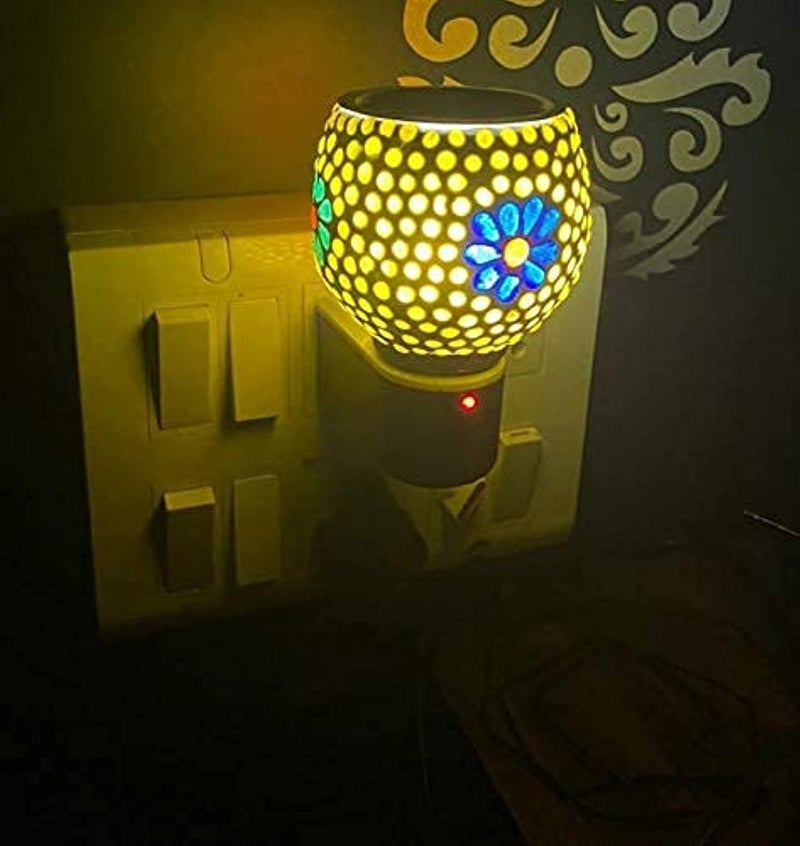 SHREE HANS CREATION | 9 inches Mushroom Shaped Glass Table lamp for Bedside Living & Home Decoration Turkish lamp | Multi Color - Image 4