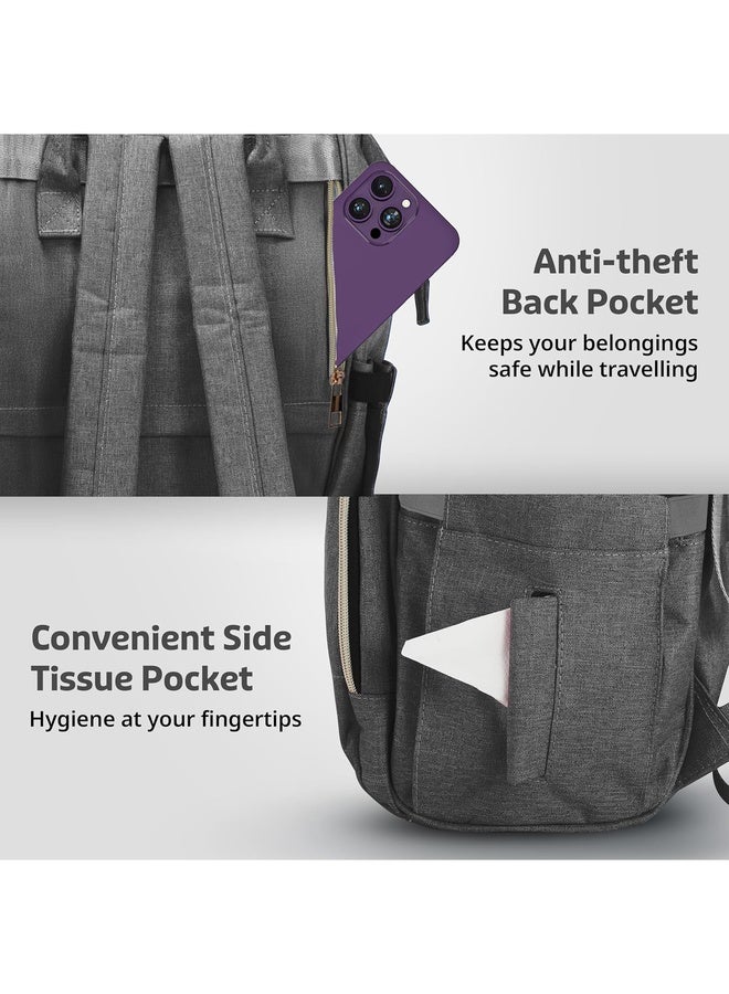 Luvlap Lily Multifunctional Waterproof Diaper Bag for Mothers for Travel, Mother Travelling Bag, Backpack Cum Tote bag for Mothers, Large storage capacity with 15 pockets (Grey) - Image 5