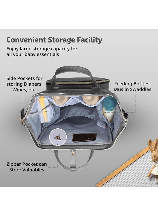Luvlap Lily Multifunctional Waterproof Diaper Bag for Mothers for Travel, Mother Travelling Bag, Backpack Cum Tote bag for Mothers, Large storage capacity with 15 pockets (Grey) - Image 4
