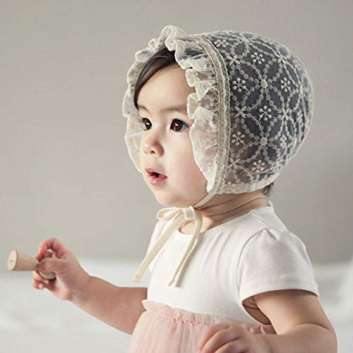 XYX Baby Girl Toddlers Breathable Lacy Bonnet Eyelet Cotton Adjustable Sun Protection Hat - Image 4