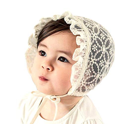 XYX Baby Girl Toddlers Breathable Lacy Bonnet Eyelet Cotton Adjustable Sun Protection Hat - Image 2