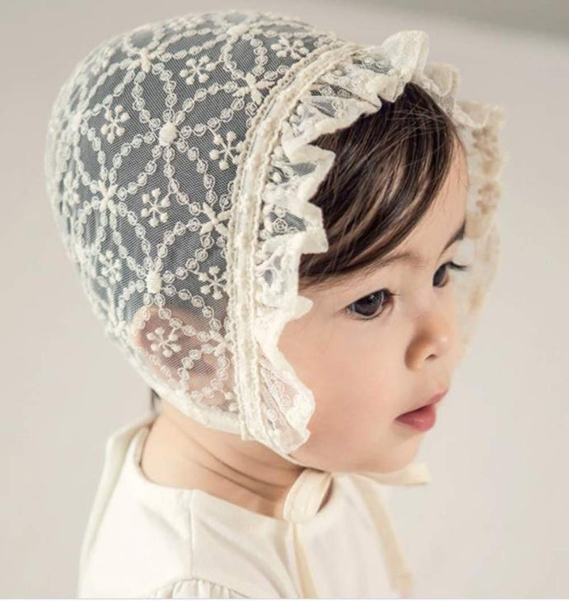 XYX Baby Girl Toddlers Breathable Lacy Bonnet Eyelet Cotton Adjustable Sun Protection Hat - Image 3