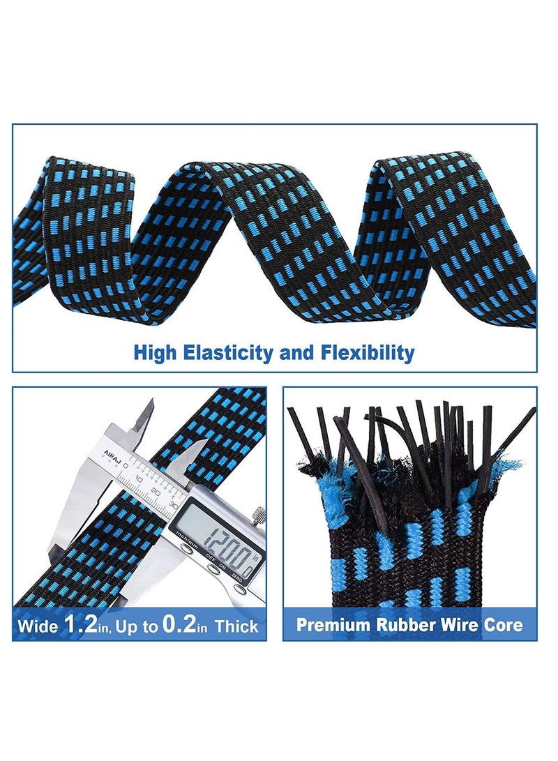 Y&D Bungee Cords Adjustable Flat Heavy Duty Outdoor Straps with Metal Buckle Hooks Elastic Rope for Hand Carts Cargo Luggage Rack Camping 120 inch 2 Pack Blue - Image 2