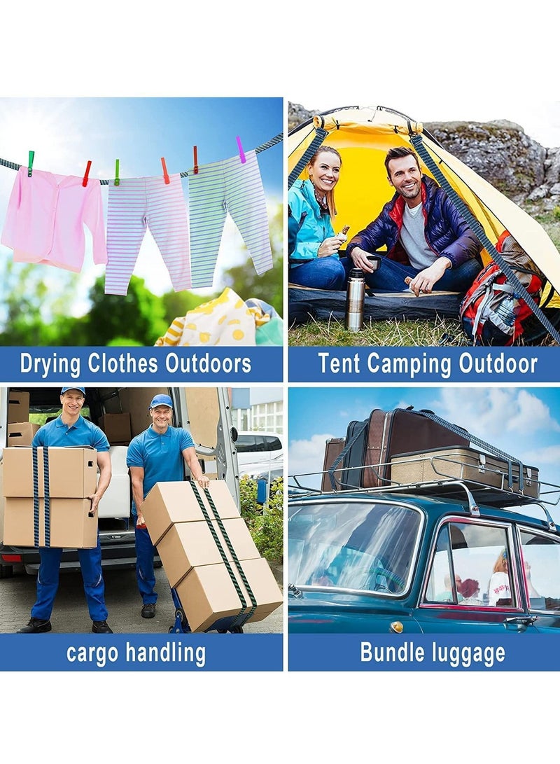 Y&D Bungee Cords Adjustable Flat Heavy Duty Outdoor Straps with Metal Buckle Hooks Elastic Rope for Hand Carts Cargo Luggage Rack Camping 120 inch 2 Pack Blue - Image 5