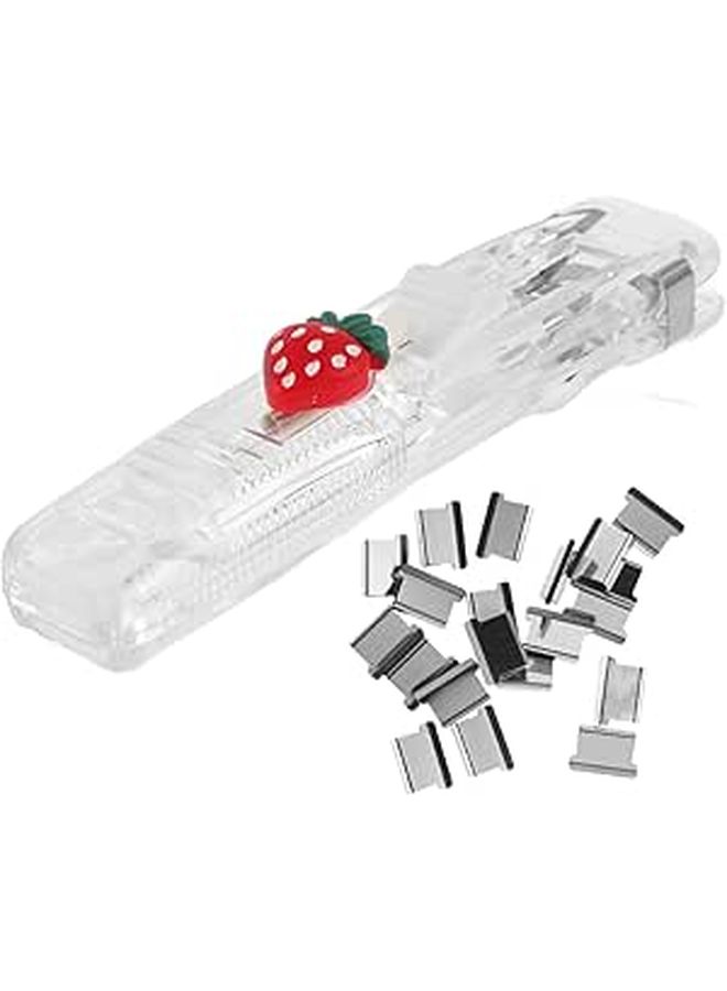 Reusable Push Clip Stapler for Office School Home Paper Document Clamp Black - Image 1