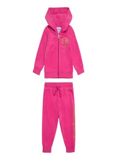 Juicy Couture Toddler Zip Through Branded Hoodie and Joggers Set Pink Yarrow