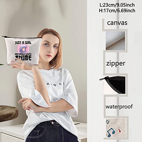 LEVLO Anime Fans Make up Bag Anime Lover Gift Just A Girl Who Really Loves Anime Cosmetic Make up Bag(Loves Anime) - Image 3